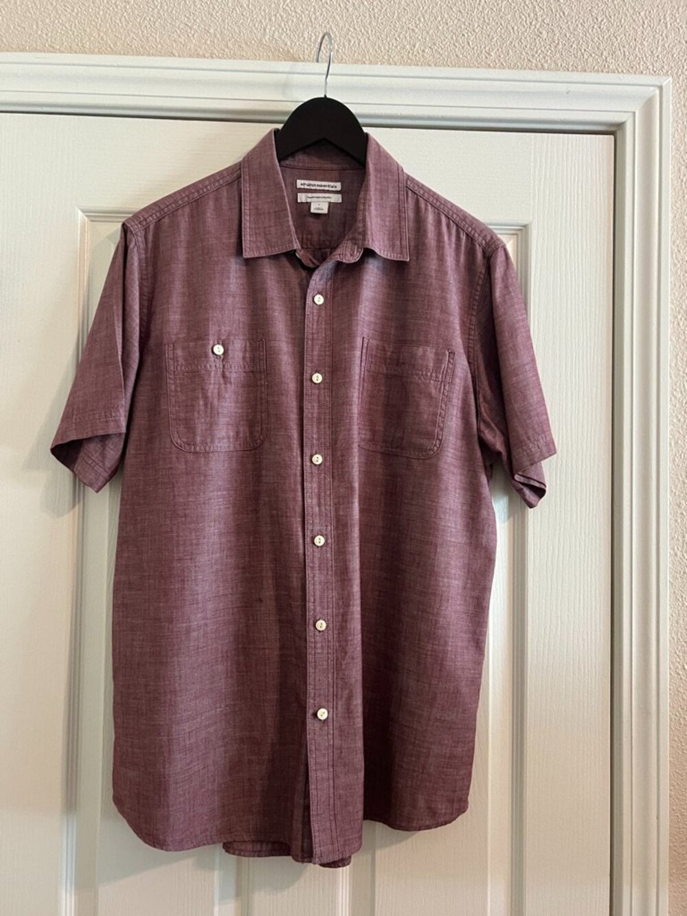 Men's Button Short Sleeve Button Up, Large